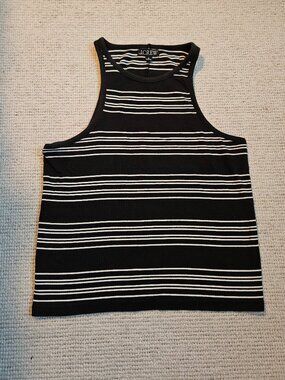 J. Crew Black White Stripe Tank Top XL from 2023 Cotton Modal Casual Stretch